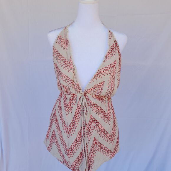 Cream Rompers with red embroidery - Picture 1 of 3